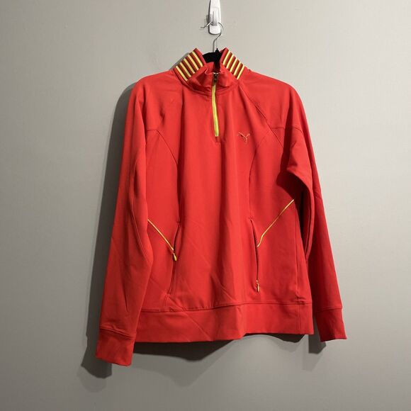 Puma Cobra Golf Red Jacket XL Quarter-Zip Long Sleeve Cell Storm Tech Sporty - Picture 1 of 16